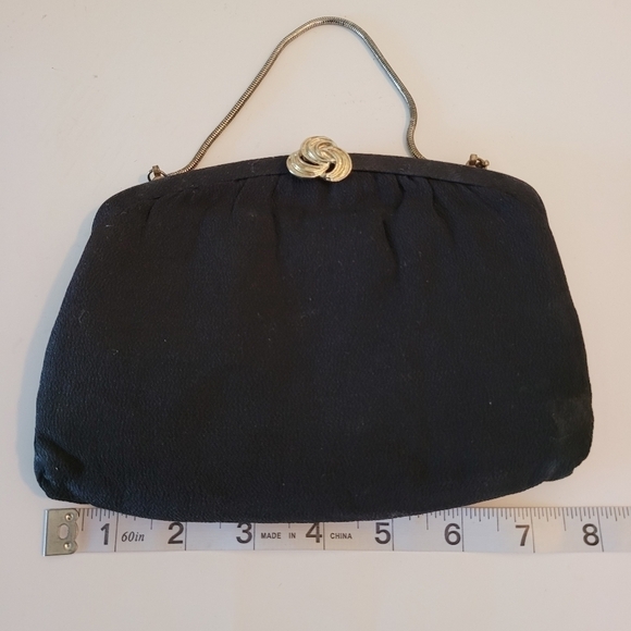 Vintage Evening Bag Black Formal Party Handbag Convertible Clutch - Picture 3 of 7